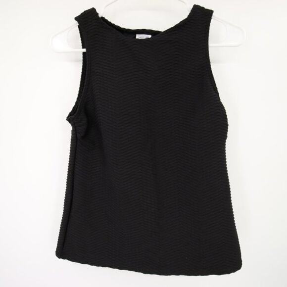Lands End Tankini Top Size 4 Black Textured Sleeveless with Built-in Bra - Picture 1 of 7